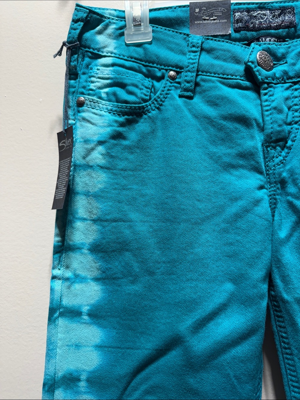 Silver Jeans Women's Teal Tie-Dye Skinny Jeans - Picture 2 of 8
